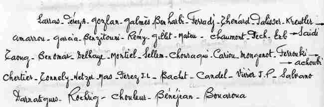 liste manuscrite des lves