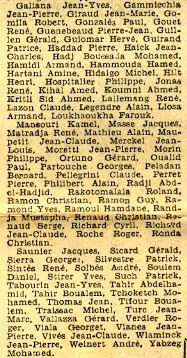 Liste d'admission 1958 en 6me  Duveyrier