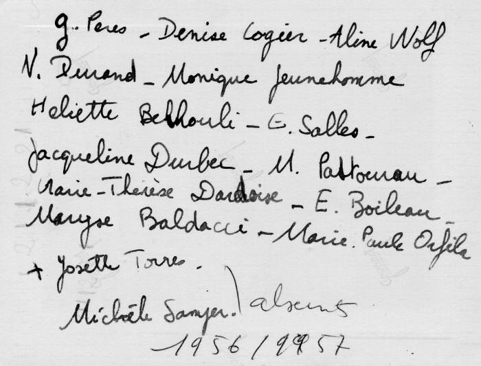 noms de la classe de 1re classique  1956 - 1957