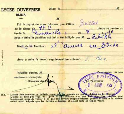 Billet de colle 21 janvier 1955
