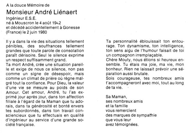 Dcs d'Andr Linaert (1942 - 1980)